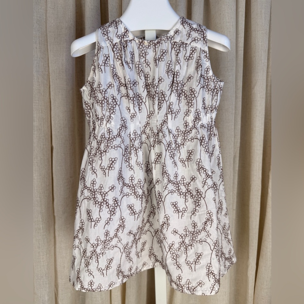 SERENDIPITY Girls Sleeveless White & Cocoa Floral Embroidery Dress 2T NWOT